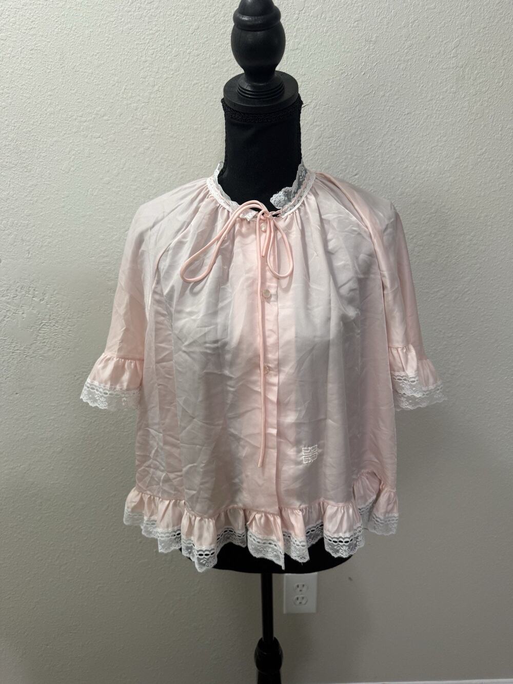 Givenchy Intimite Paris Vintage BedJacket M Pink Lace Coquette Princess Babydoll